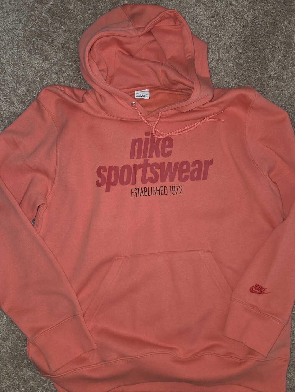 Nike Coral Crewneck Hoodie with Sportswear Logo